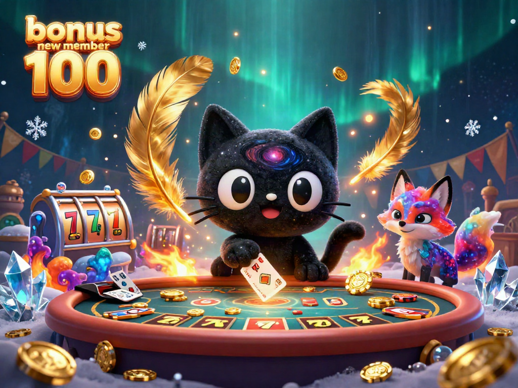 Experience winning excitement with bonus new member 100 in a vibrant cosmic casino scene.