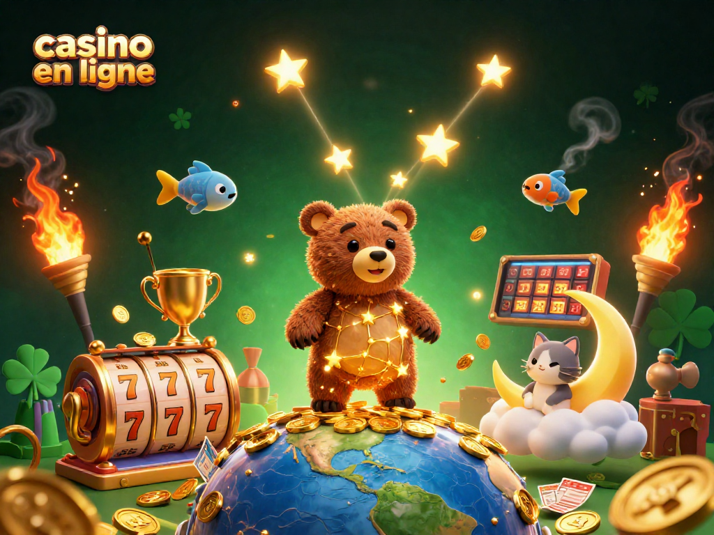 Gagnez avec le casino en ligne grâce à l'illustration de personnages amusants et de symboles de jeu.