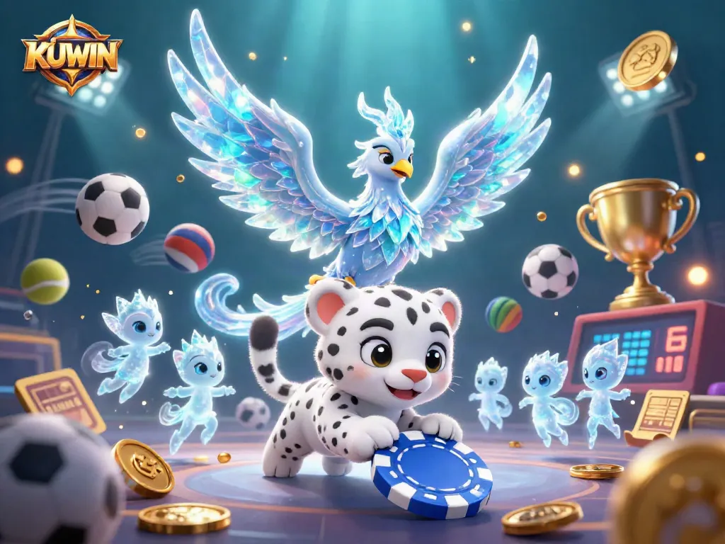 KUWIN welcomes players to dive into thrilling games with an enchanting ice phoenix and playful snow leopard.