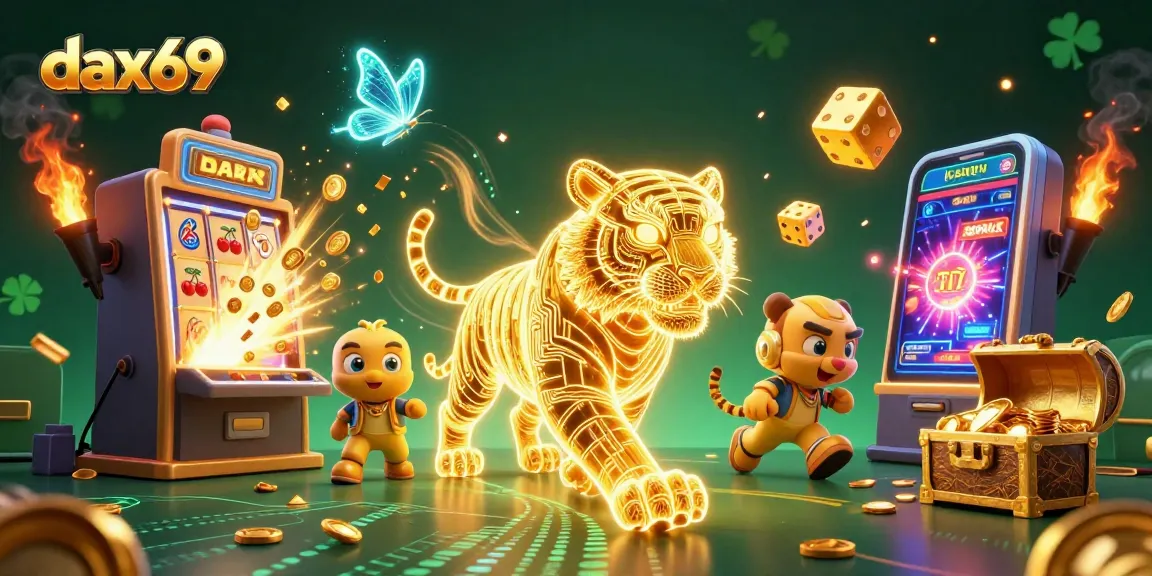 Dax69 menghadirkan jackpot maksimal di slot dengan simbol menguntungkan dan tumpukan koin berkilau.