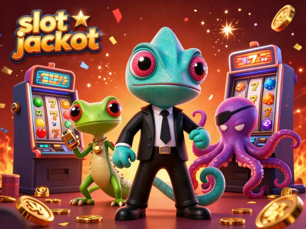 Celebrate winning moments with vibrant slot jackpot characters in a thrilling casino scene.