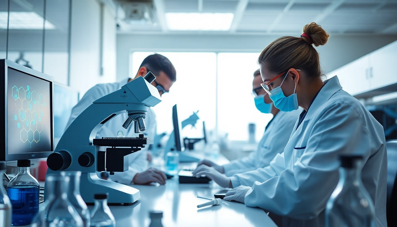 Analyze how much are peptides in a professional lab environment with scientists and advanced microscopy.
