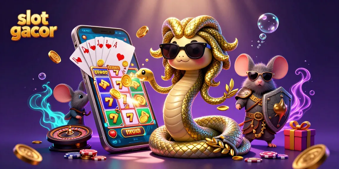 Engage with the vibrant slot gacor scene featuring Medusa and a warrior mouse amidst rich casino elements.