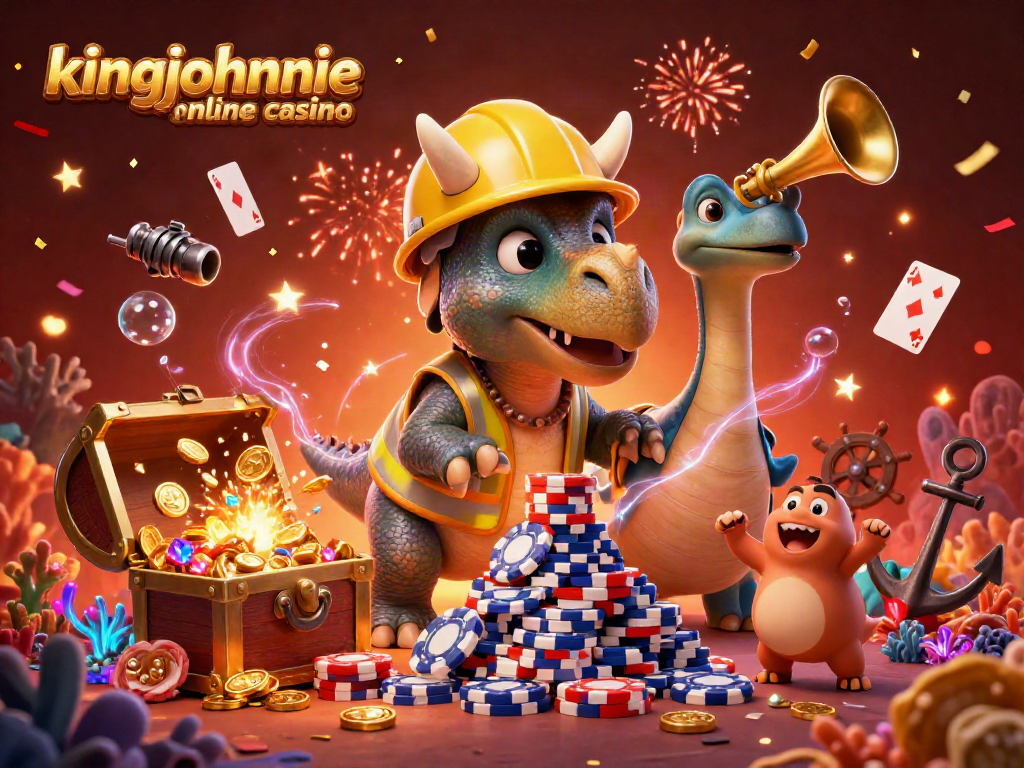 Experience the excitement at kingjohnnie online casino with lively characters among casino elements.