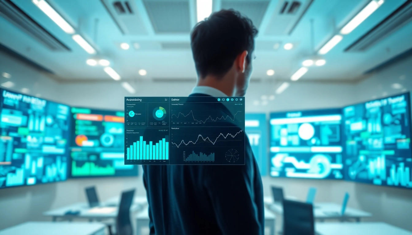 Enhance decision-making with AeroGenie AI, showcasing a modern office setup and high-tech visualizations.