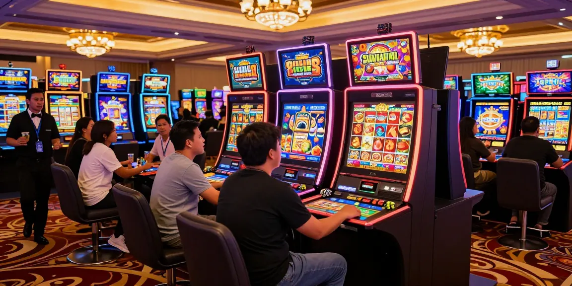 Experience the excitement of slot gacor games in a vibrant casino setting with players immersed in action.