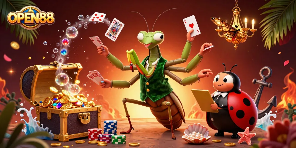 Enjoy thrilling casino action at OPEN88 with cartoon characters and vibrant gaming elements.