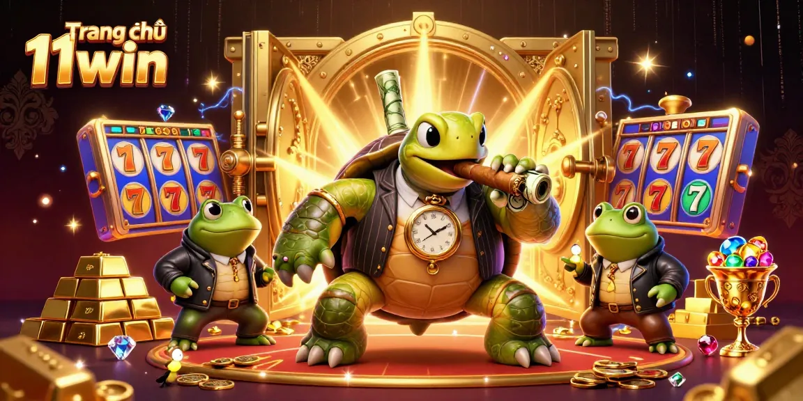 Engage with Trang chủ 11win showcasing a vibrant, animated casino scene packed with characters and elements.