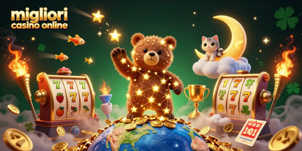 Gioca nei migliori casino online con l'orso costellato che raccoglie monete dorate.