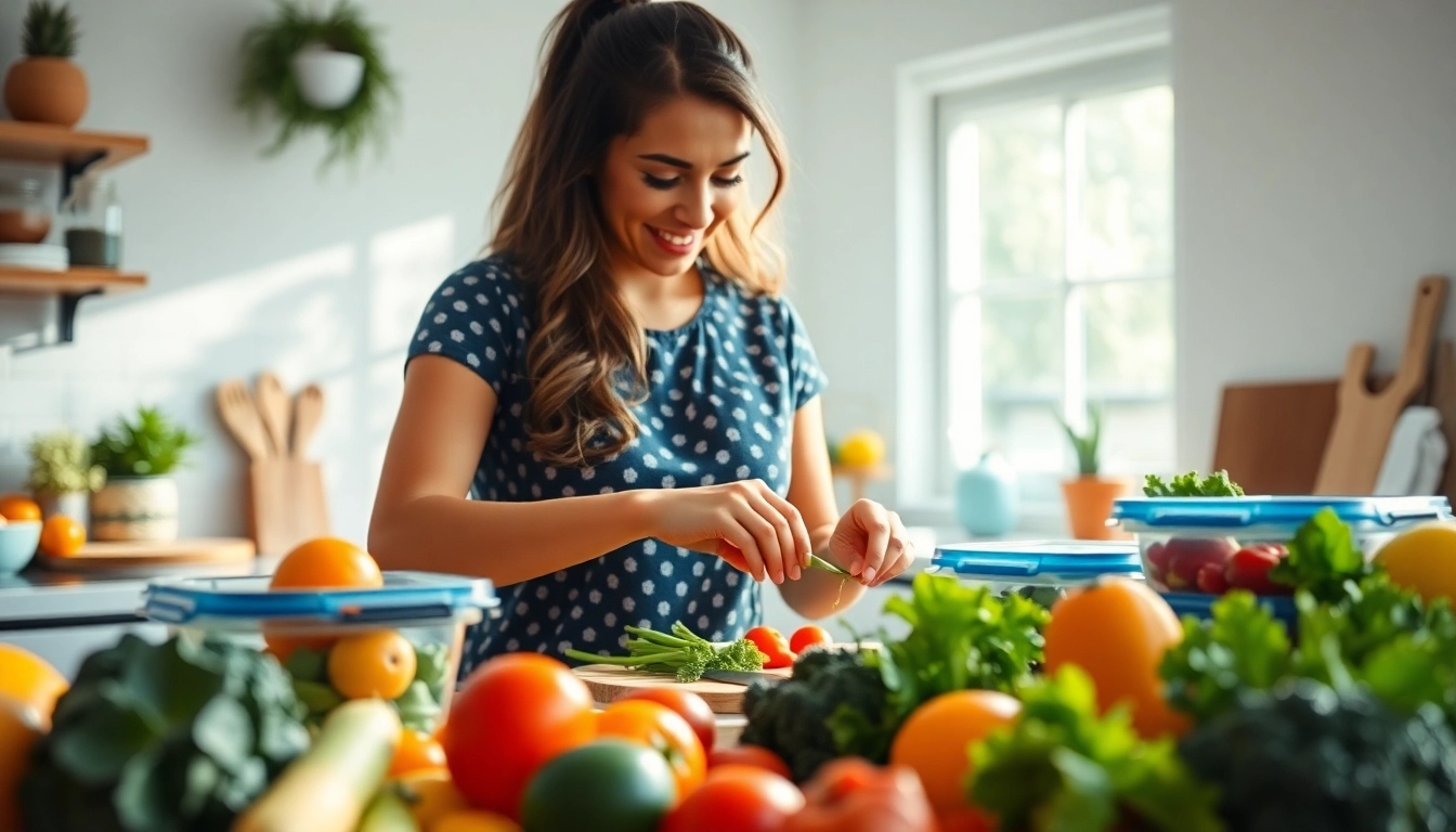 Embrace a Healthy Life with fresh organic meals prepared in a sunlit kitchen.