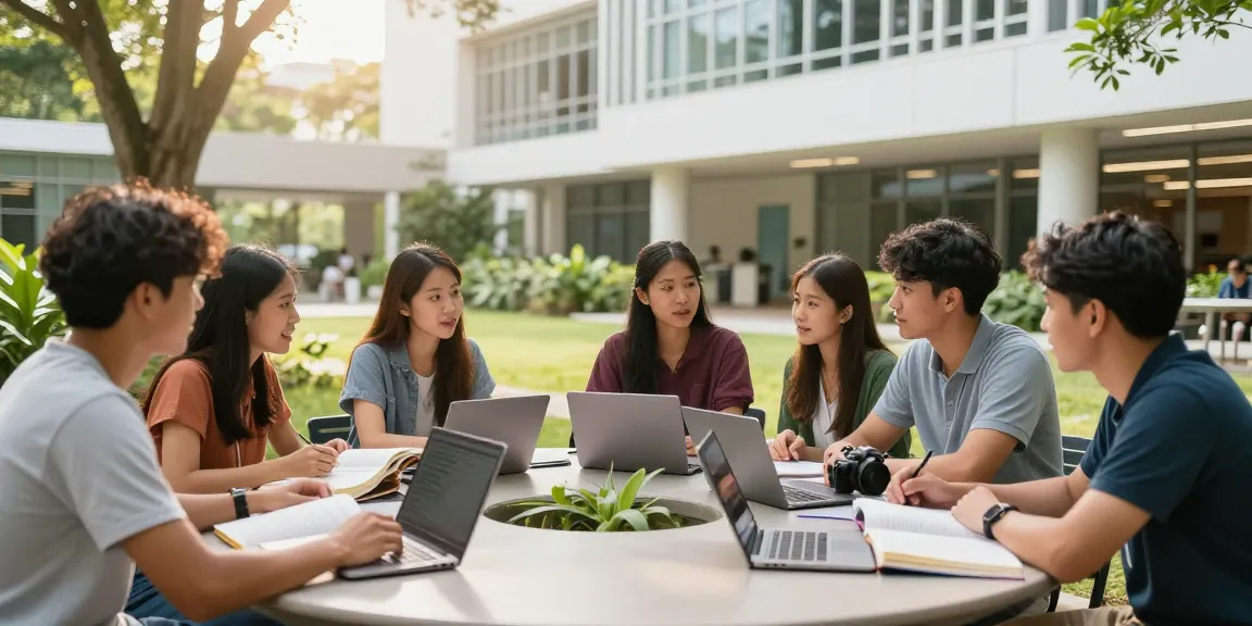 Du học Singapore với sinh viên quốc tế học tập và trao đổi văn hóa tại khuôn viên hiện đại.