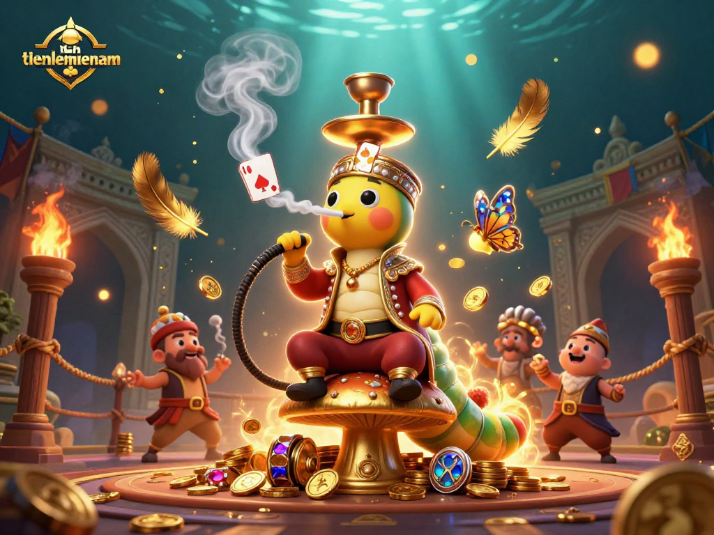 Tienlenmiennam showcases winning strategies in a vibrant 3D casino scene featuring animated gambling elements.