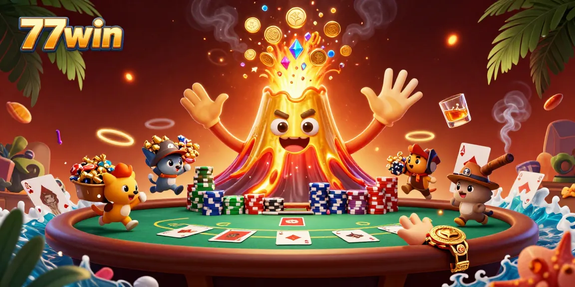 Explore winning opportunities at 77win with treasure-filled volcano and poker excitement.