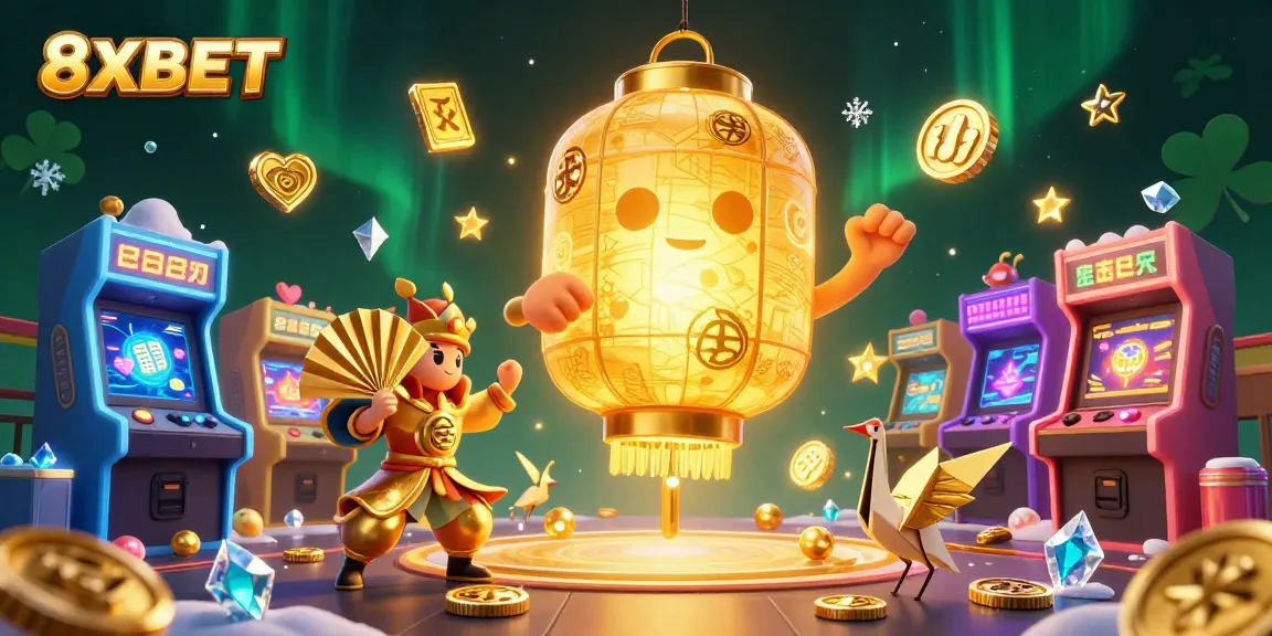 Experience exciting gameplay at 8XBET with stunning golden lantern spirit and vibrant casino elements.
