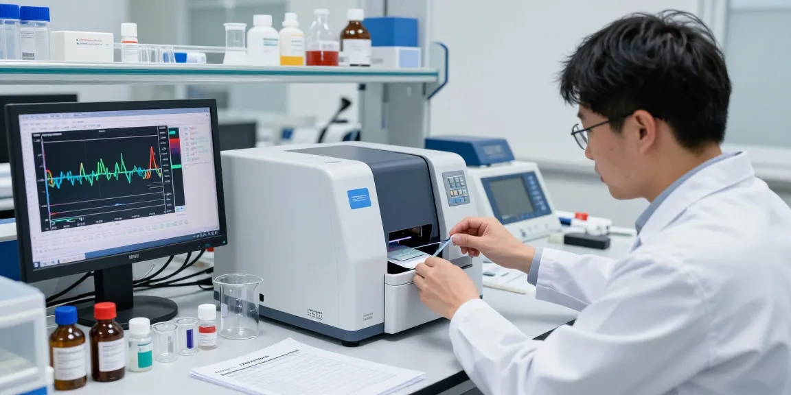 Aegean Labs technician conducting HPLC analysis in a modern lab.