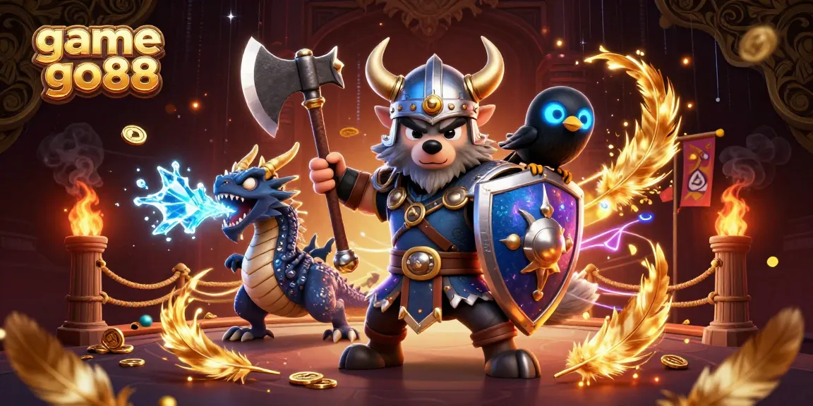 Engage with game go88 in a thrilling 3D scene featuring heroic characters and vibrant casino elements.