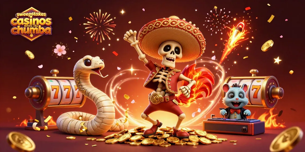 Experience the excitement of sweepstakes casinos like Chumba with vibrant characters and festive elements in this lively illustration.