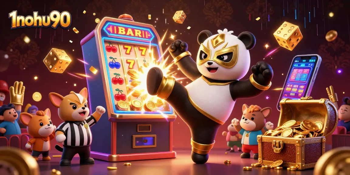 Experience exciting gameplay at 1nohu90 with vibrant slot machines and animated characters.