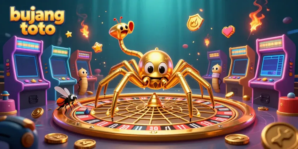 Engage in thrilling gaming at bujang toto with a vibrant 3D scene showcasing casino elements and excitement.