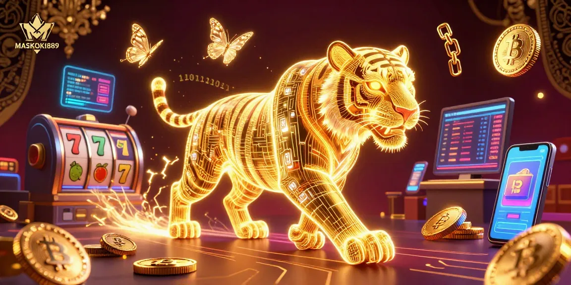 Enhance your gaming strategies with MASKOKI889's vibrant casino experience featuring neon elements and crypto assets.