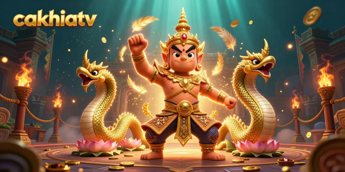 Experience the thrill of cakhiatv with dynamic illustrations of gaming elements and iconic characters.