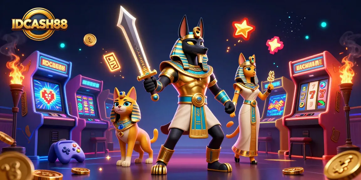 Experience thrilling gameplay at IDCASH88 with vibrant characters and arcade elements in a dynamic casino scene.