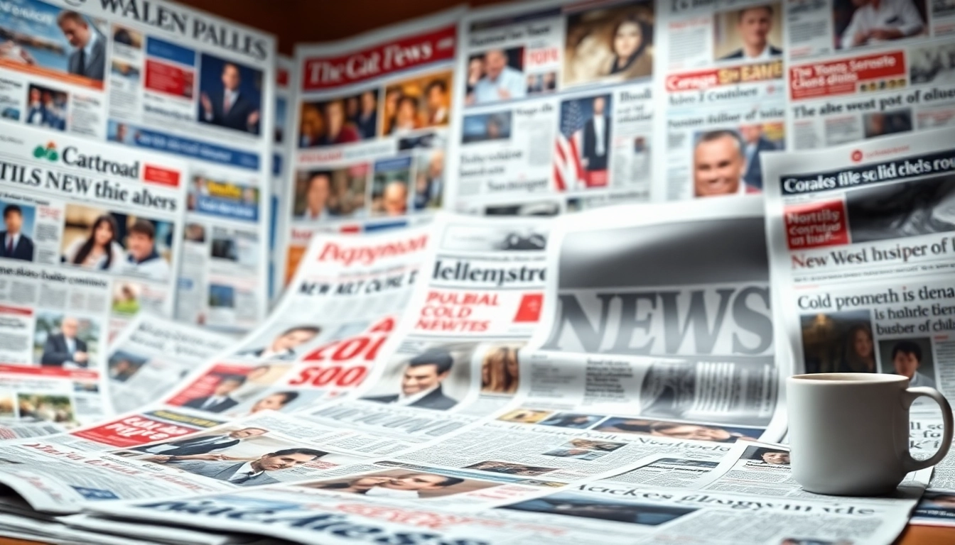 Engaging newspaper headlines from around the world featuring a prominent front page.