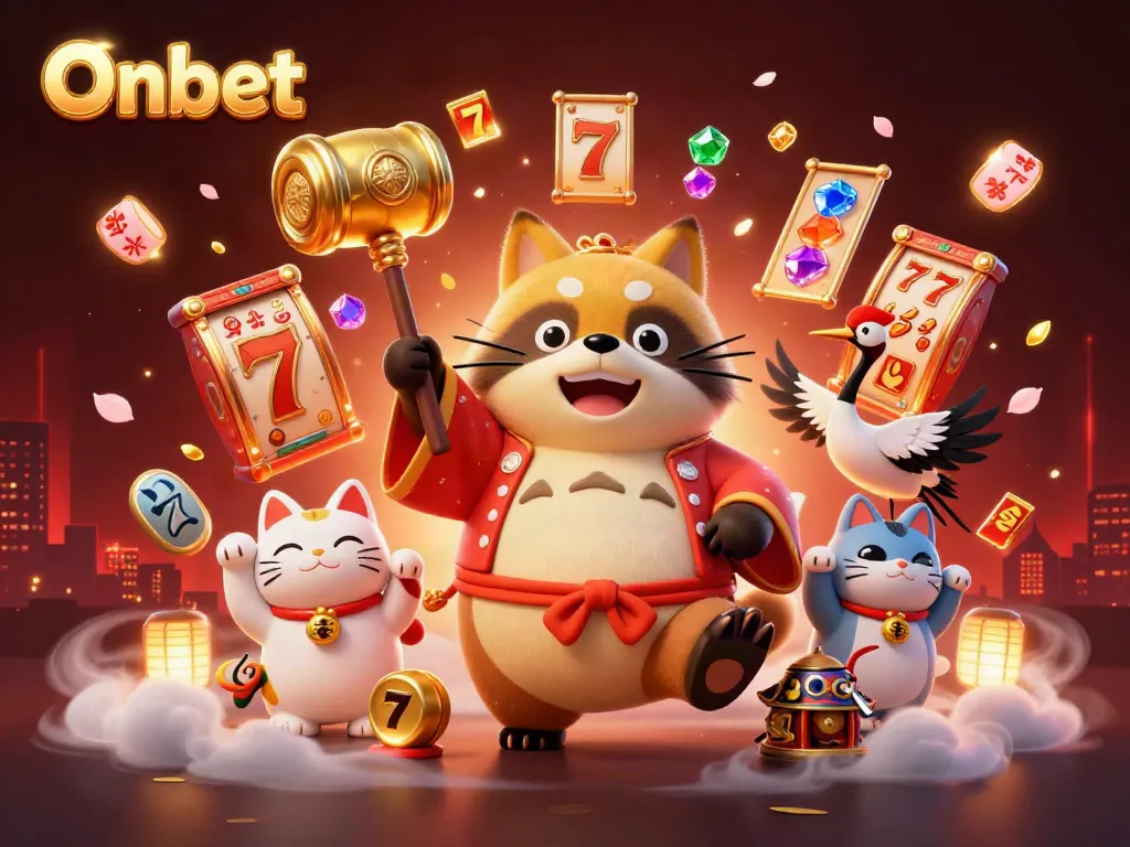 Experience thrilling moments with Onbet's vibrant 3D fantasy featuring slots, jackpots, and lucky symbols.