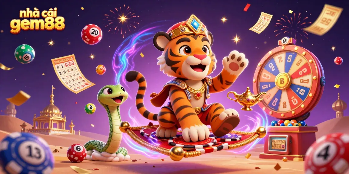 Join the excitement at nhà cái gem88 with vibrant casino elements and a festive atmosphere in this stunning illustration.