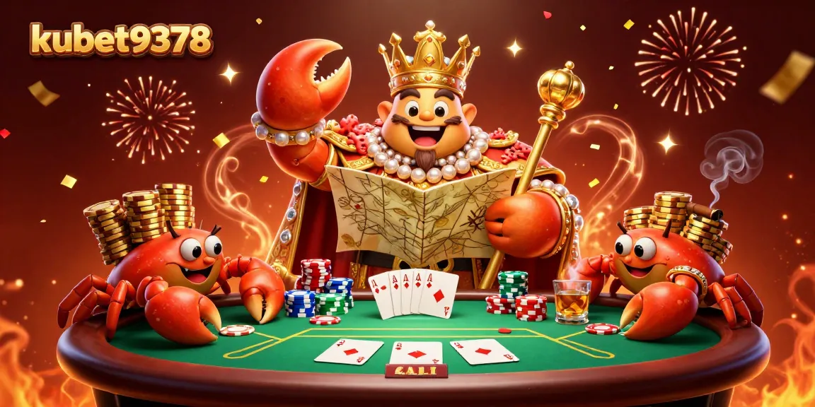 Experience the thrill of kubet9378 casino with a golden crab emperor and poker elements