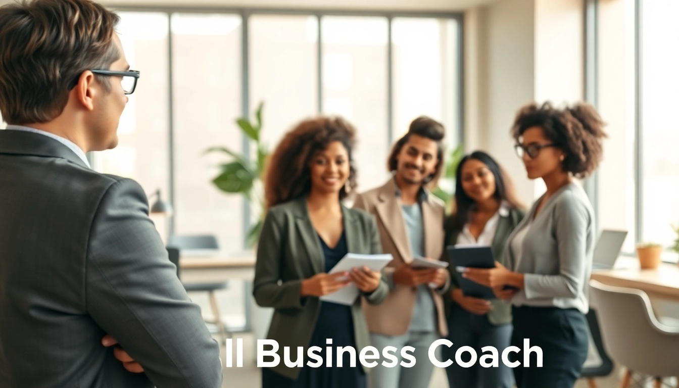 Engaging moment with small business coach sacramento guiding entrepreneurs in a modern office.