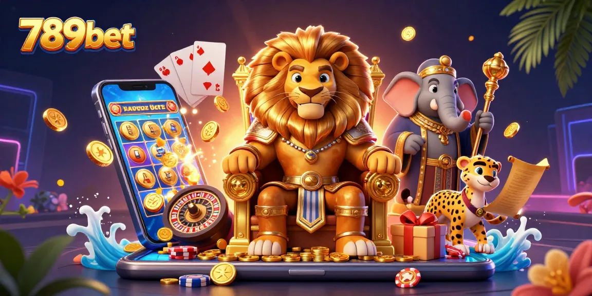 Join the excitement with the 789bet lion king and friends in a vibrant casino scene.
