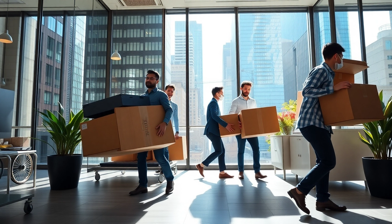 Efficient movers demonstrating Office Moving Services NYC while relocating office furniture in New York City.